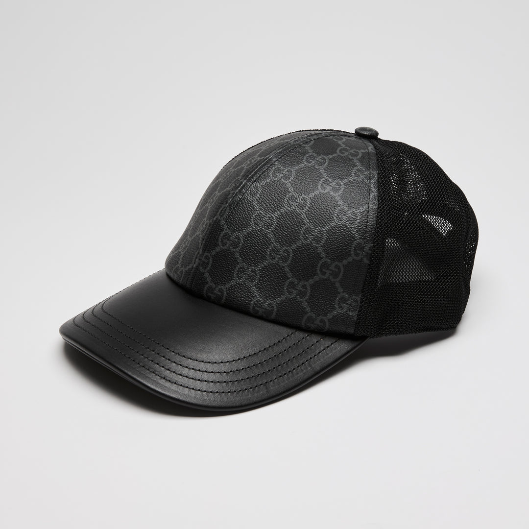 Gucci Black GG Supreme Canvas & Mesh Baseball Hat