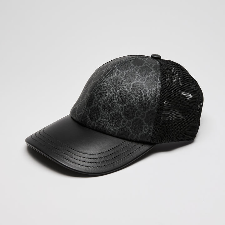 Gucci Black GG Supreme Canvas & Mesh Baseball Hat