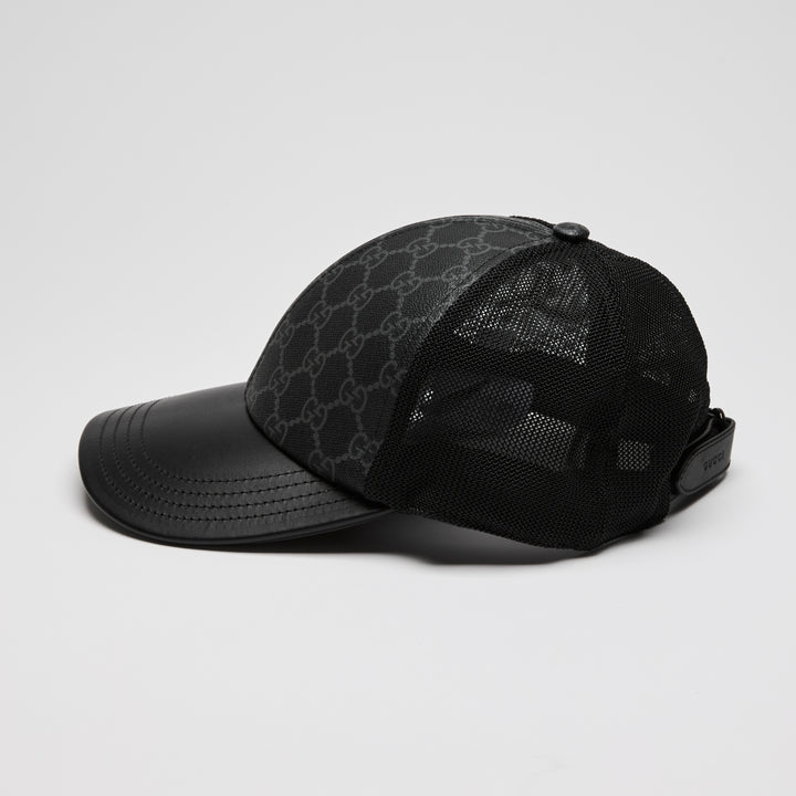 Gucci Black GG Supreme Canvas & Mesh Baseball Hat