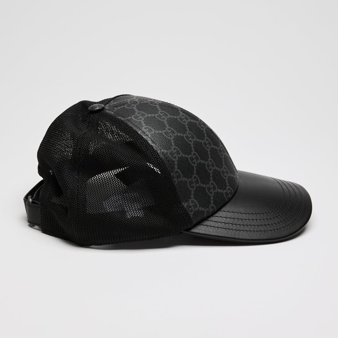 Gucci Black GG Supreme Canvas & Mesh Baseball Hat