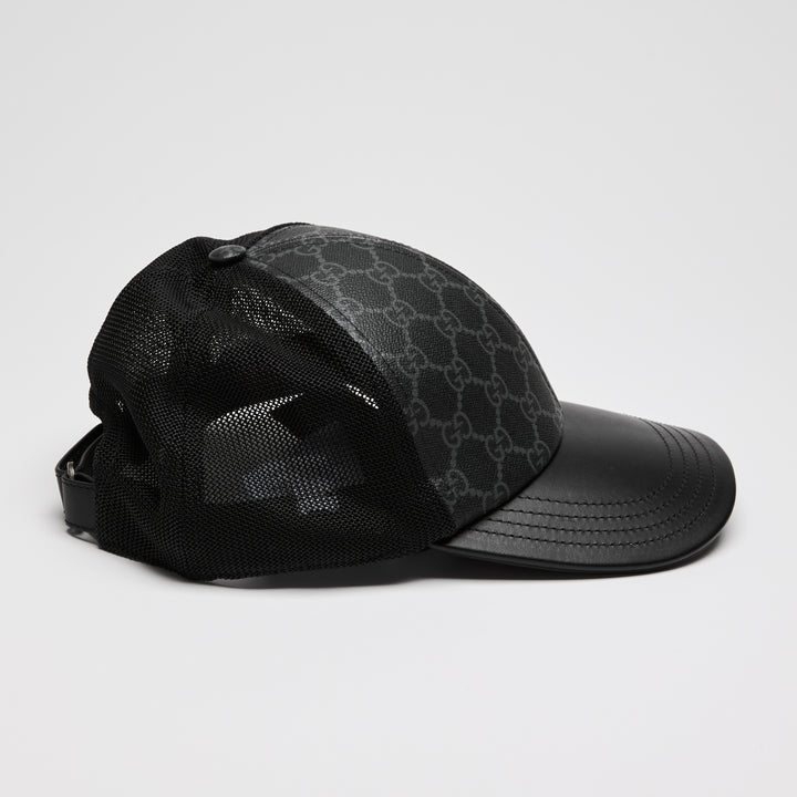 Gucci Black GG Supreme Canvas & Mesh Baseball Hat