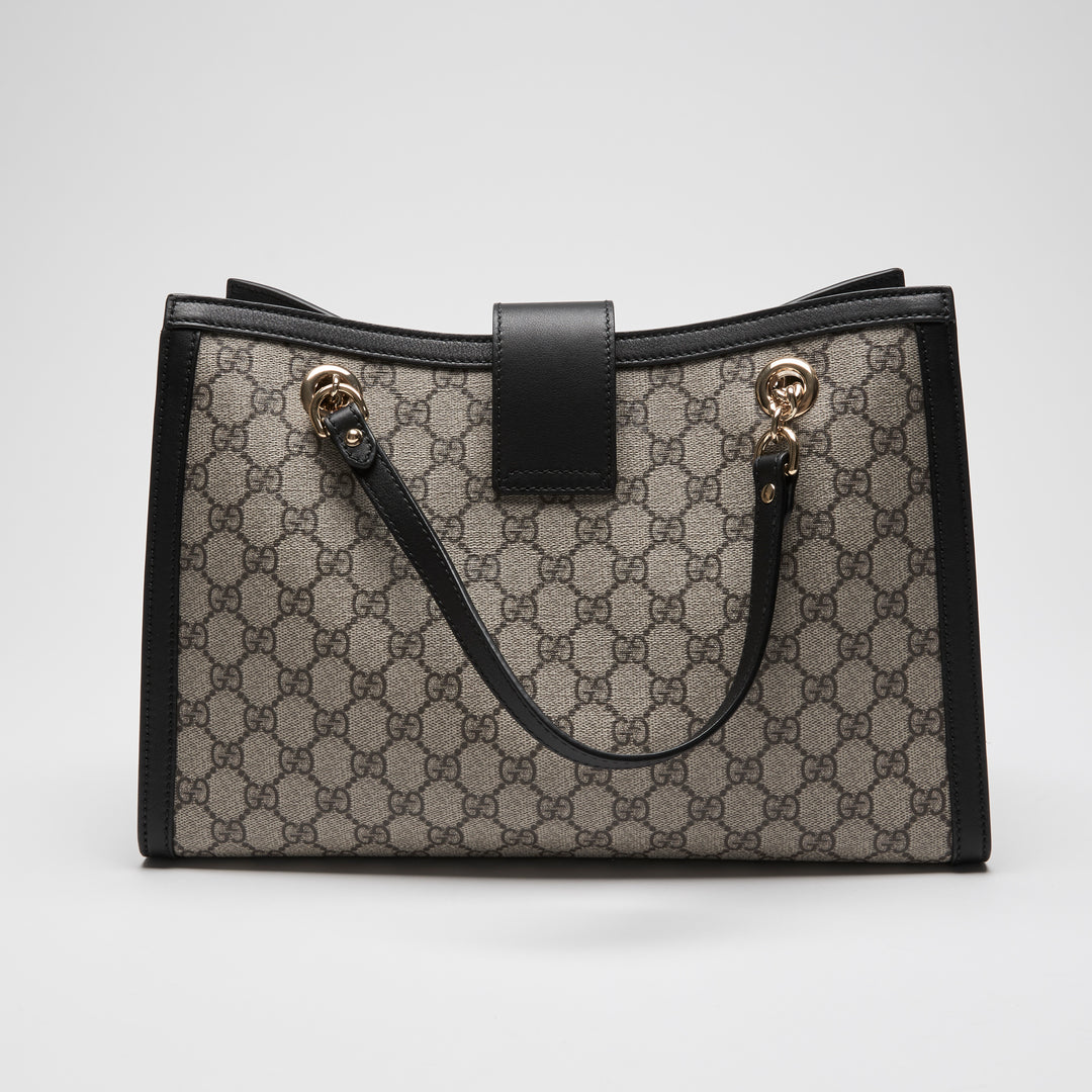 Gucci Beige GG Supreme Canvas Padlock Chain Tote Bag