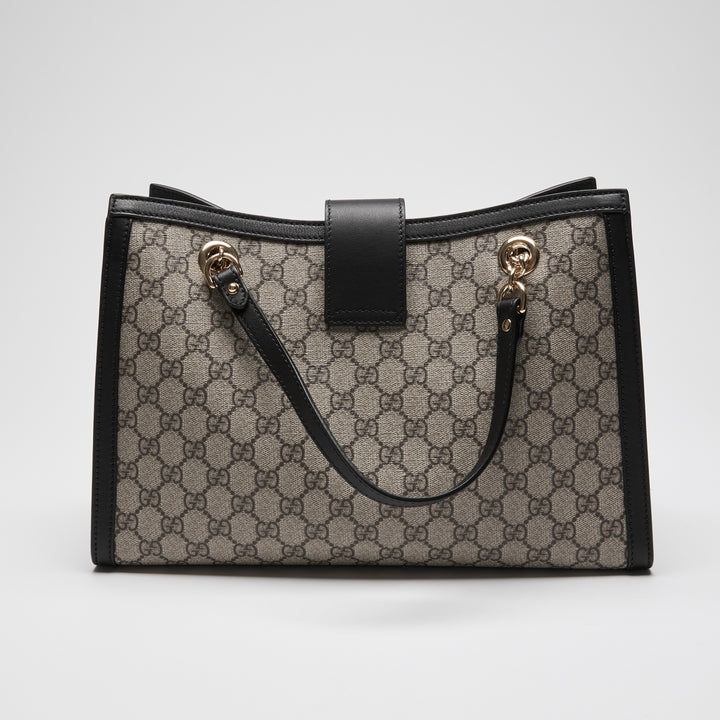 Gucci Beige GG Supreme Canvas Padlock Chain Tote Bag