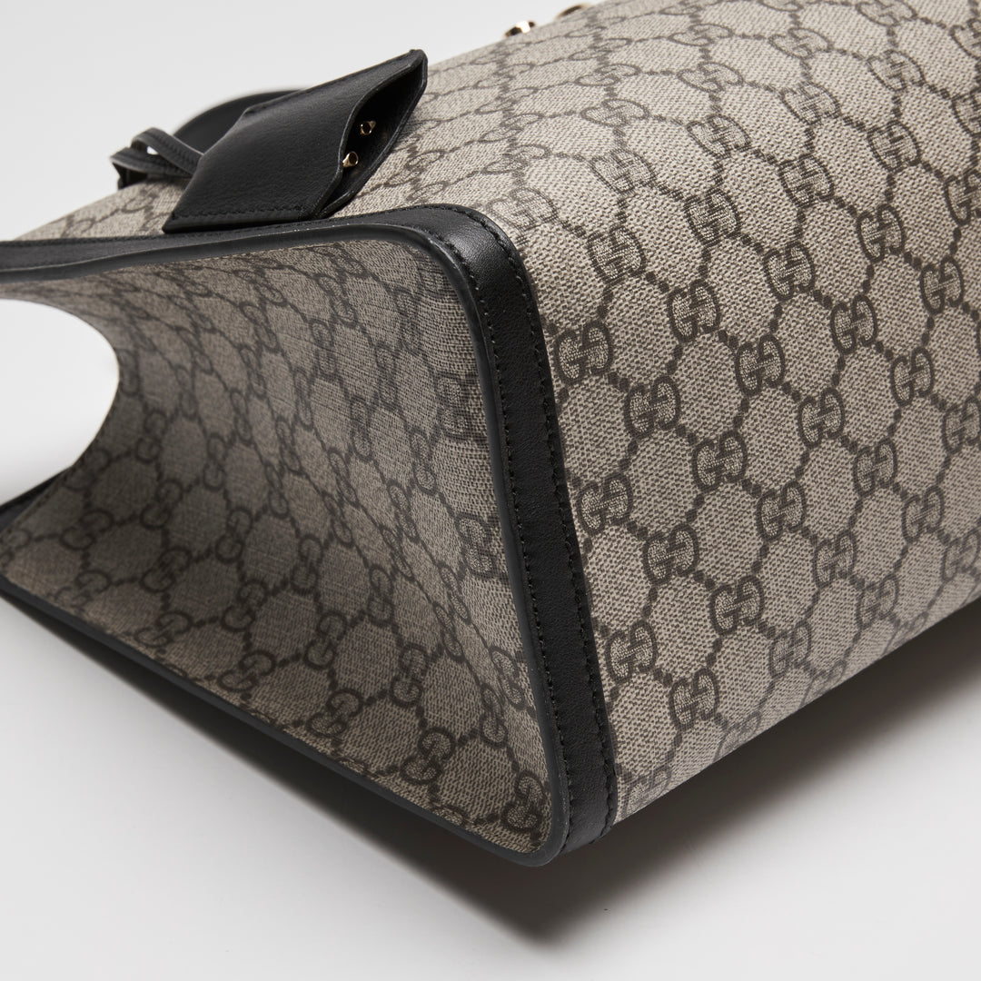 Gucci Beige GG Supreme Canvas Padlock Chain Tote Bag