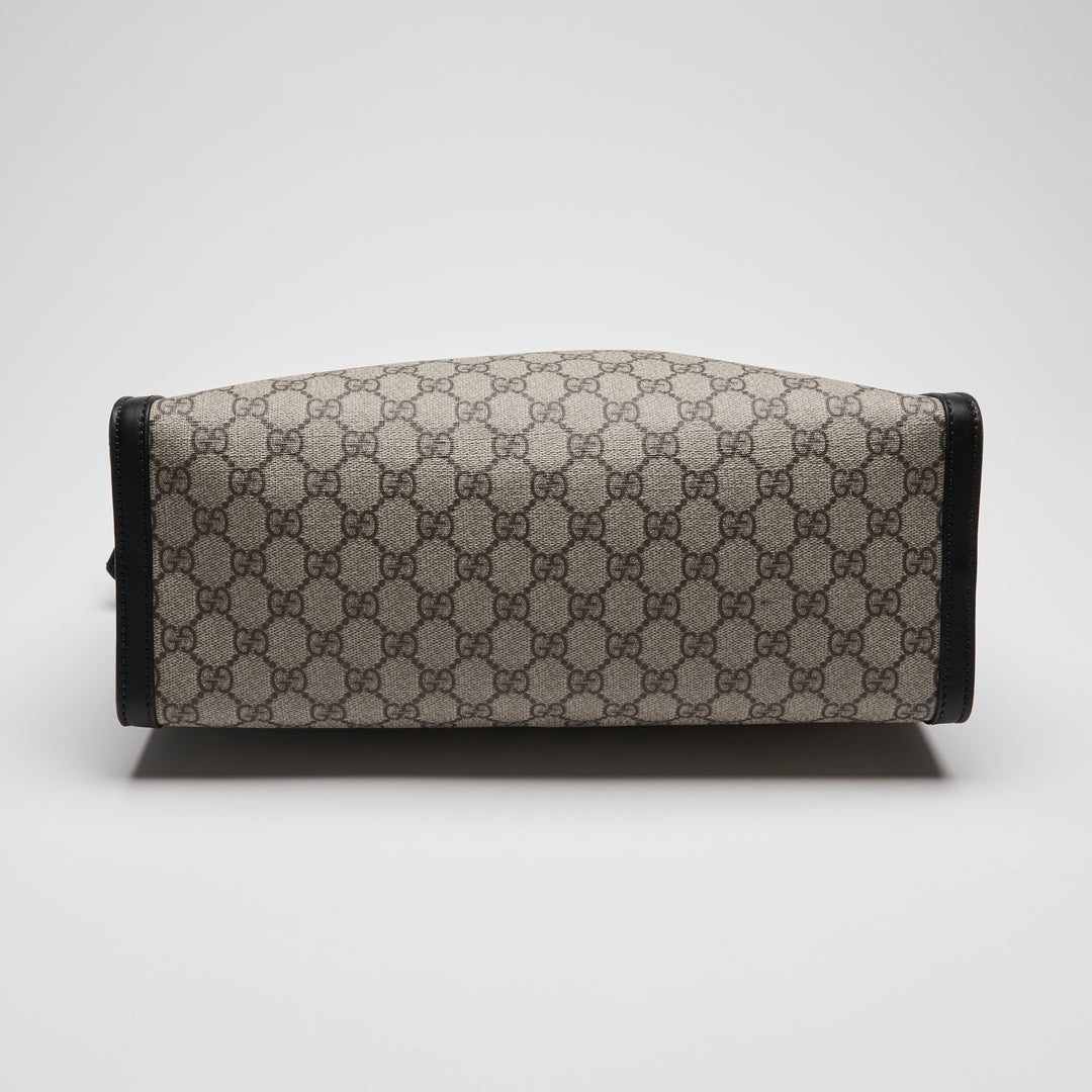 Gucci Beige GG Supreme Canvas Padlock Chain Tote Bag