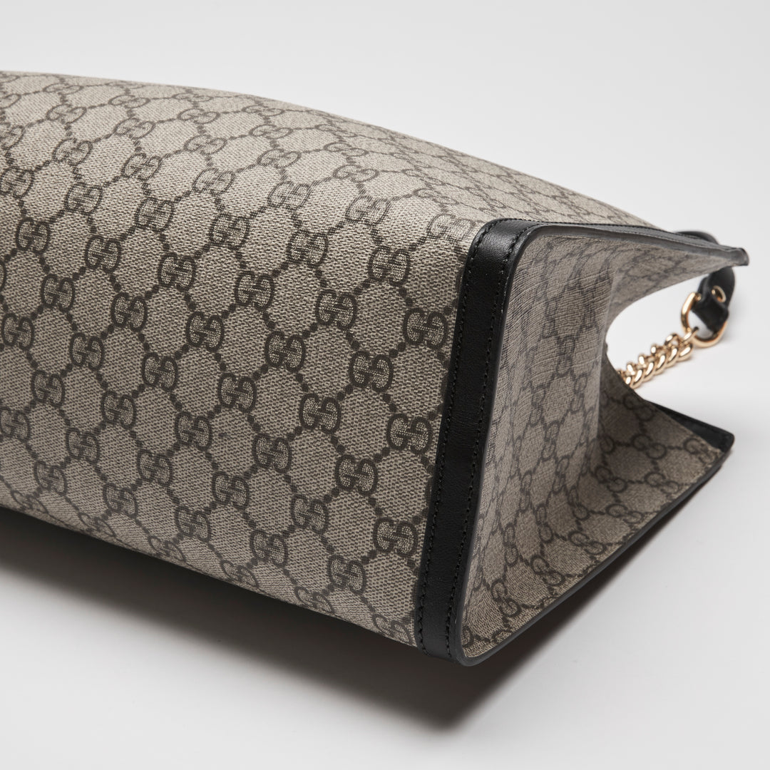 Gucci Beige GG Supreme Canvas Padlock Chain Tote Bag
