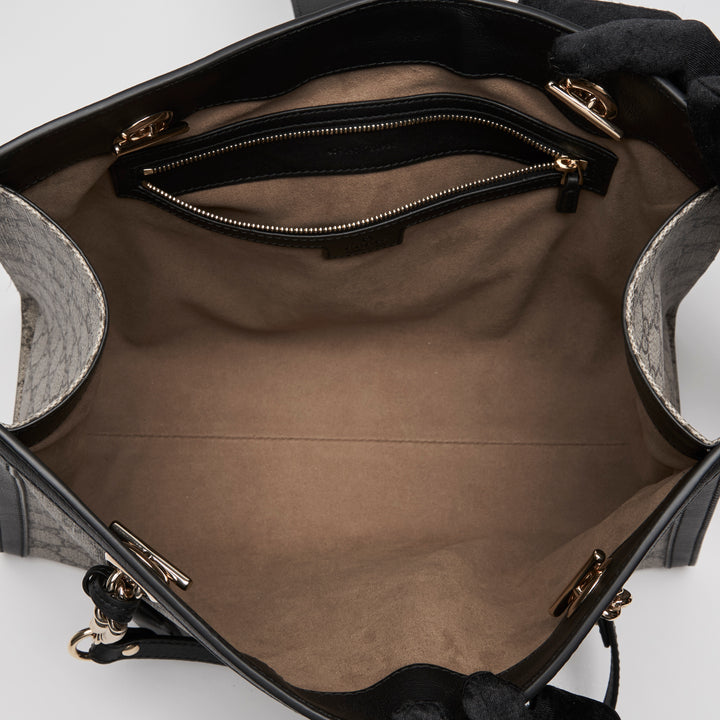 Gucci Beige GG Supreme Canvas Padlock Chain Tote Bag