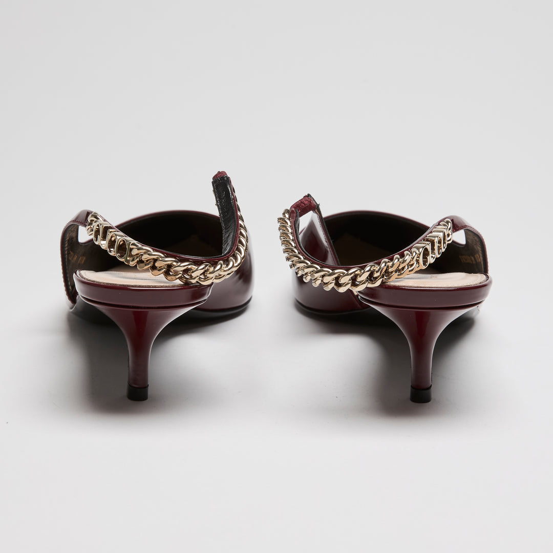 Gucci Burgundy Patent Leather Slingbacks Size 39