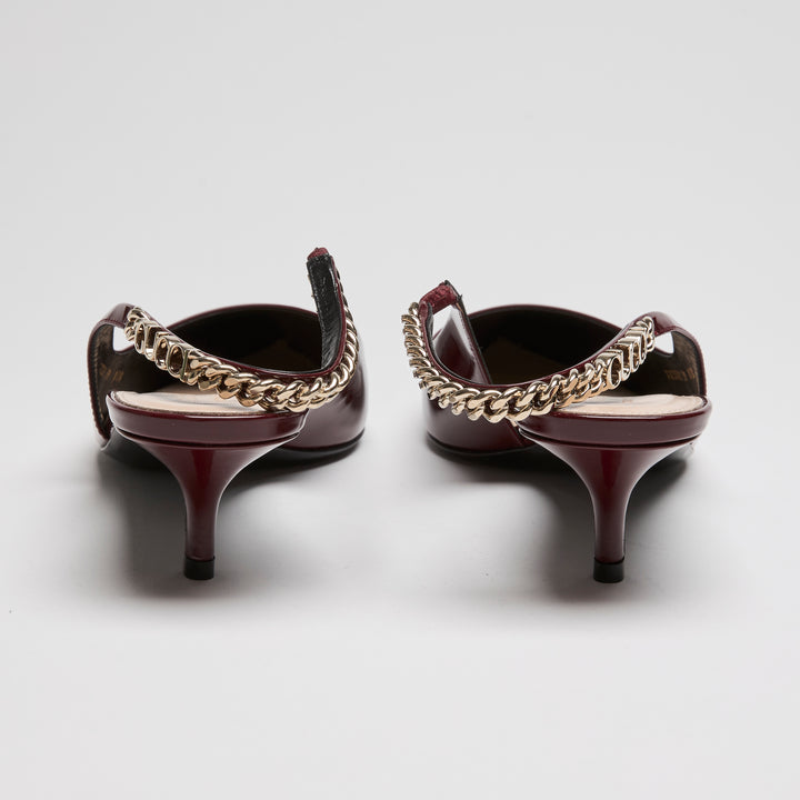 Gucci Burgundy Patent Leather Slingbacks Size 39