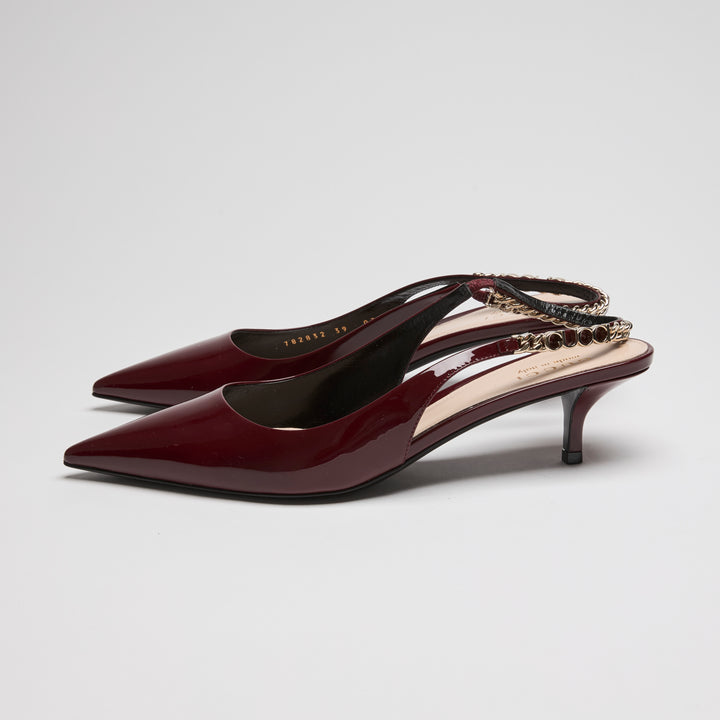 Gucci Burgundy Patent Leather Slingbacks Size 39