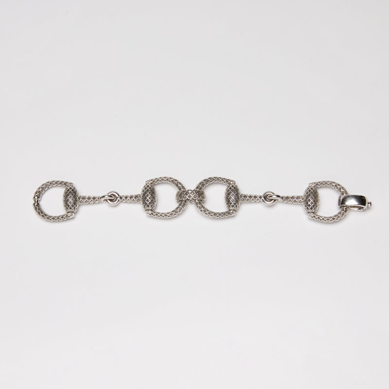 Gucci Sterling Silver Horsebit Diamantissima Bracelet