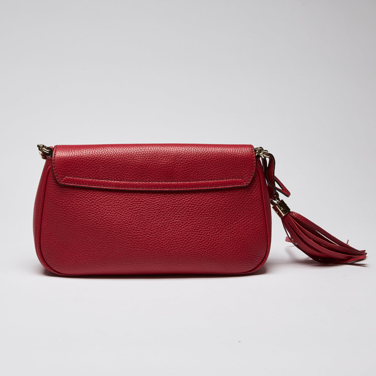 Gucci Pebbled Calfskin Medium Soho Flap Crossbody Vibrant Red