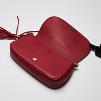 Gucci Pebbled Calfskin Medium Soho Flap Crossbody Vibrant Red