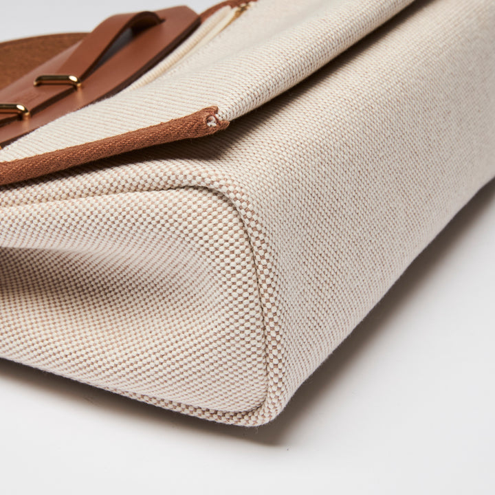 Hermes Hunter Cowhide and Ecru Toile Herbag Mini 20