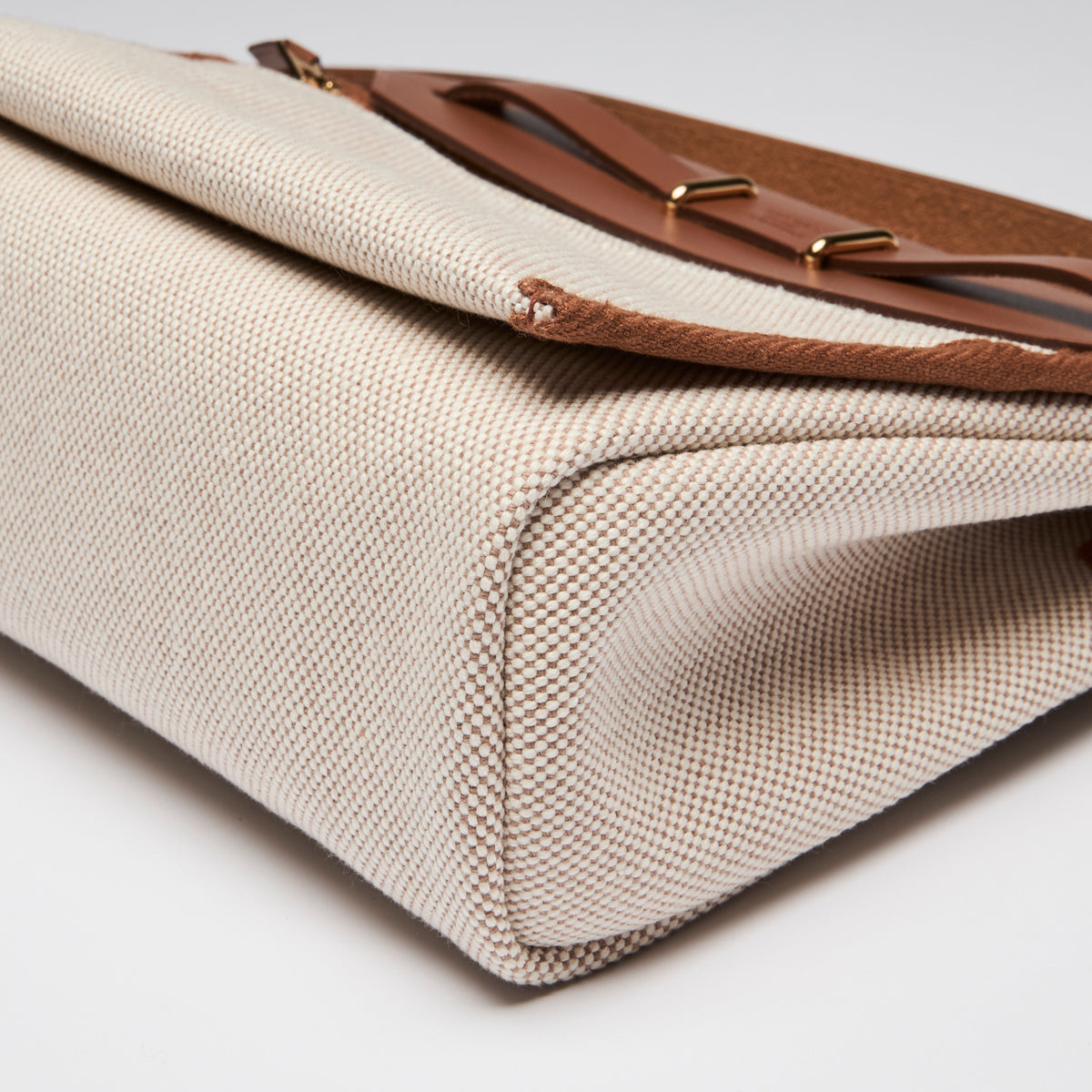 Hermes Hunter Cowhide and Ecru Toile Herbag Mini 20