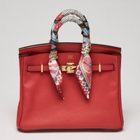 Hermes Rouge Tomate Swift Leather with Twilly Birkin 25