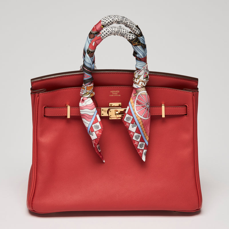 Hermes Rouge Tomate Swift Leather with Twilly Birkin 25