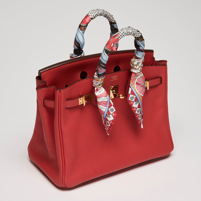 Hermes Rouge Tomate Swift Leather with Twilly Birkin 25