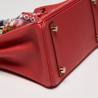 Hermes Rouge Tomate Swift Leather with Twilly Birkin 25