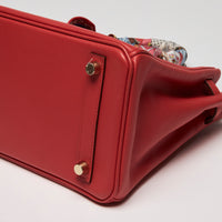 Hermes Rouge Tomate Swift Leather with Twilly Birkin 25
