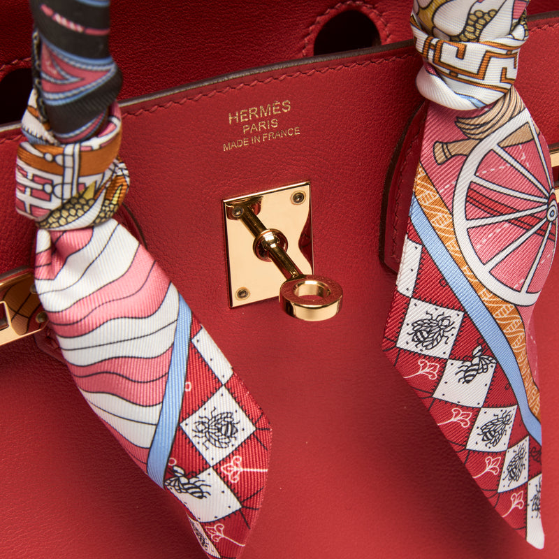 Hermes Rouge Tomate Swift Leather with Twilly Birkin 25