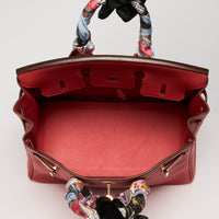 Hermes Rouge Tomate Swift Leather with Twilly Birkin 25