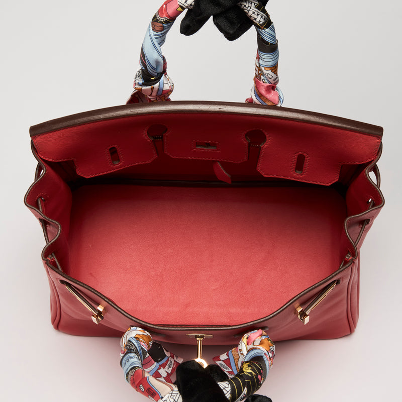Hermes Rouge Tomate Swift Leather with Twilly Birkin 25