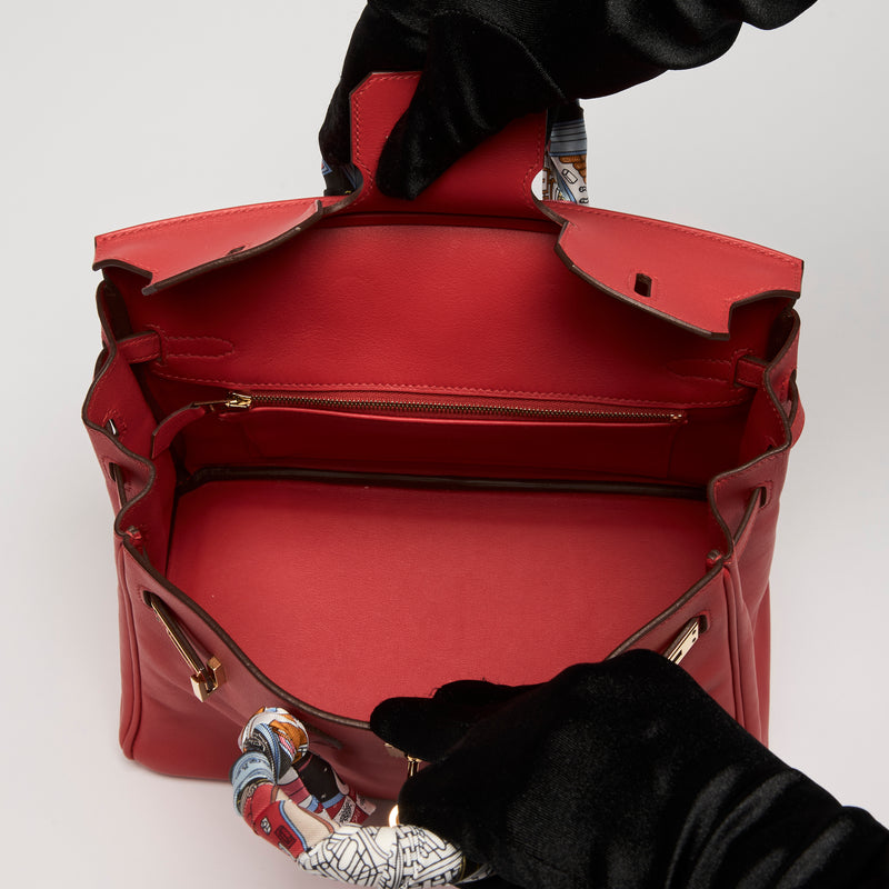 Hermes Rouge Tomate Swift Leather with Twilly Birkin 25