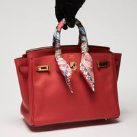 Hermes Rouge Tomate Swift Leather with Twilly Birkin 25