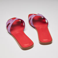 Hermes Violet Suede Flat Oran Sandal (back)