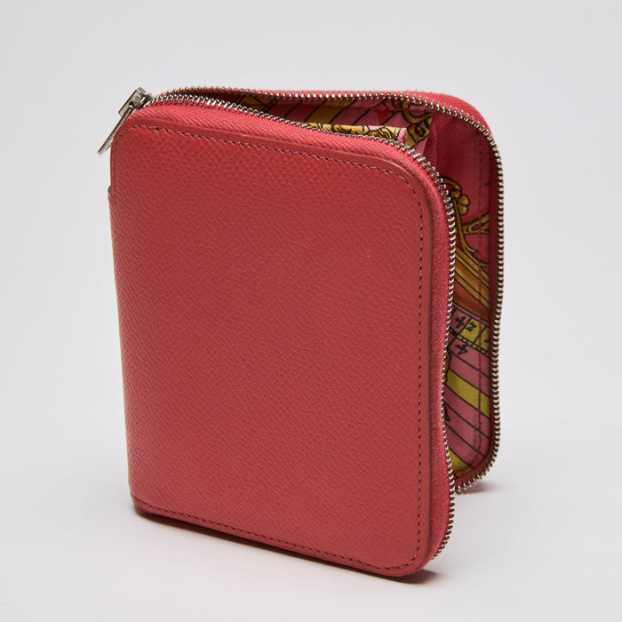 Pre-Loved Hermes Coral Zip Around Coing and Card Pouch (Front)