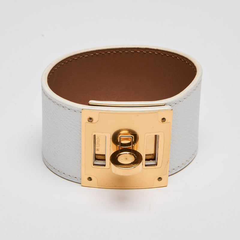 Hermes Kelly White Leather Dog Bracelet