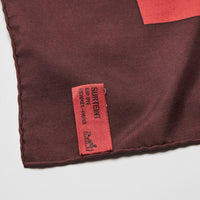 Excellent Pre-Loved Brown and Red Dip Dye Patterned 100% Silk Scarf.  (tag)