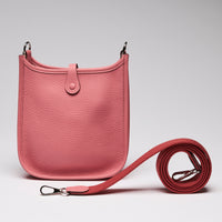 Hermes Rose En Cuir Mini Evelyn Crossbody Bag