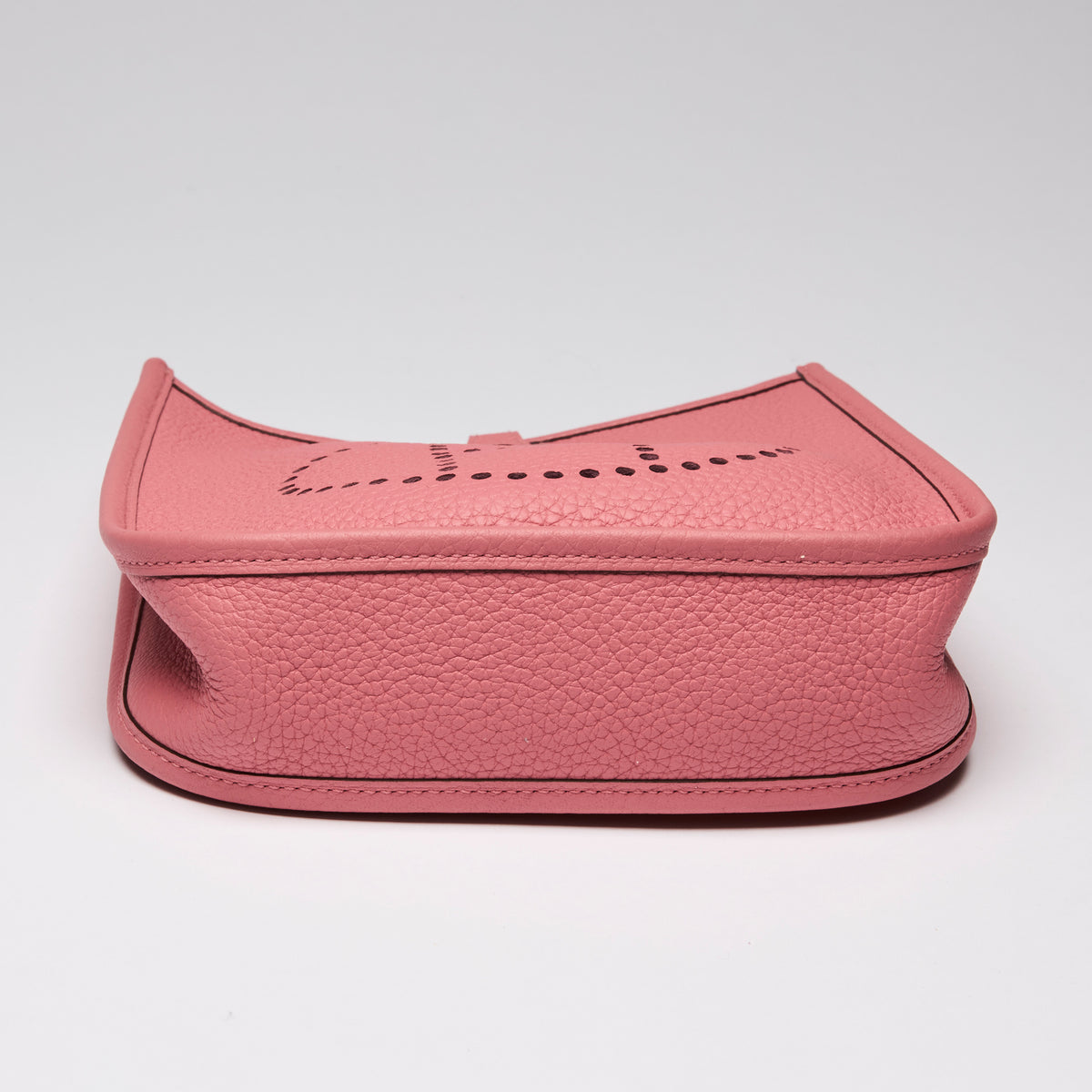 Hermes Rose En Cuir Mini Evelyn Crossbody Bag