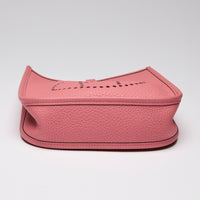 Hermes Rose En Cuir Mini Evelyn Crossbody Bag