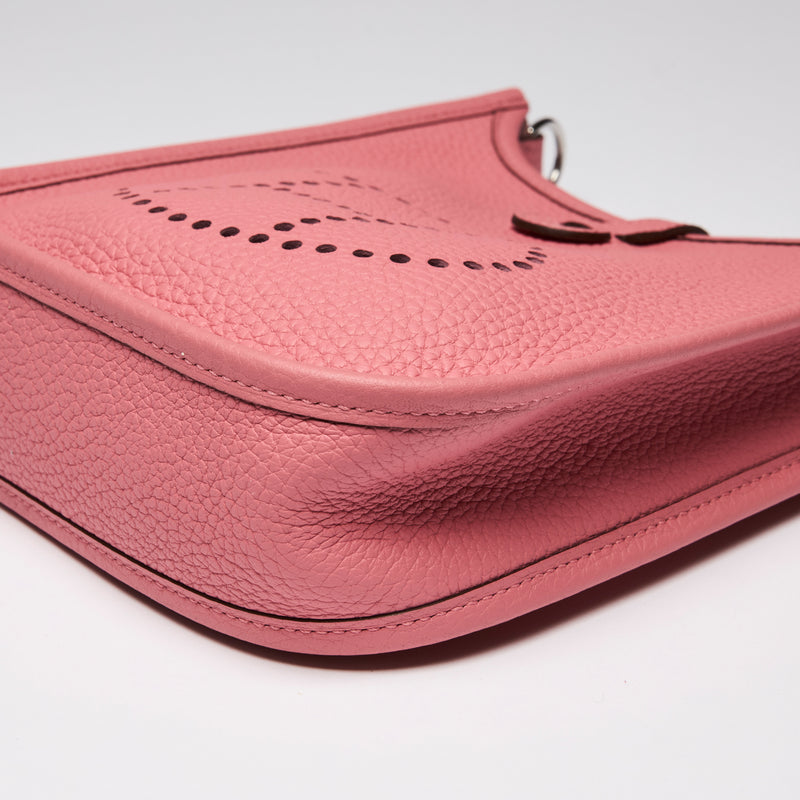 Hermes Rose En Cuir Mini Evelyn Crossbody Bag