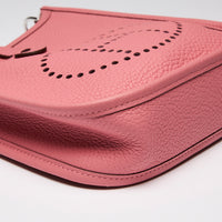 Hermes Rose En Cuir Mini Evelyn Crossbody Bag