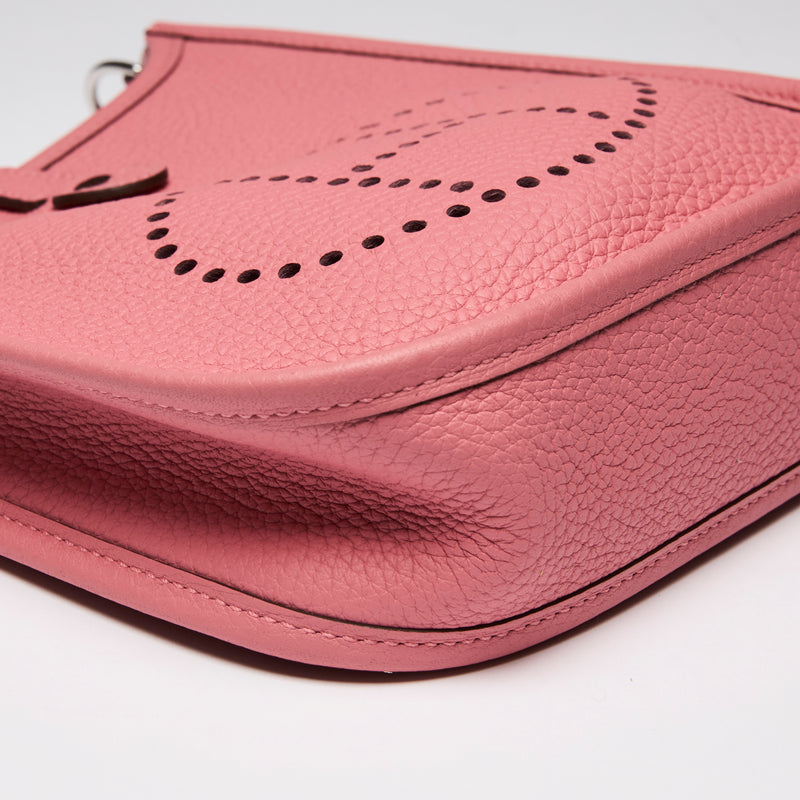 Hermes Rose En Cuir Mini Evelyn Crossbody Bag