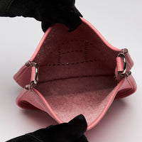 Hermes Rose En Cuir Mini Evelyn Crossbody Bag