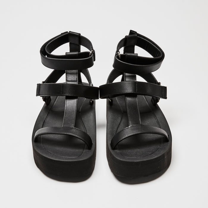 Hermes Black Calfskin Leather Enid Sandals Size 37