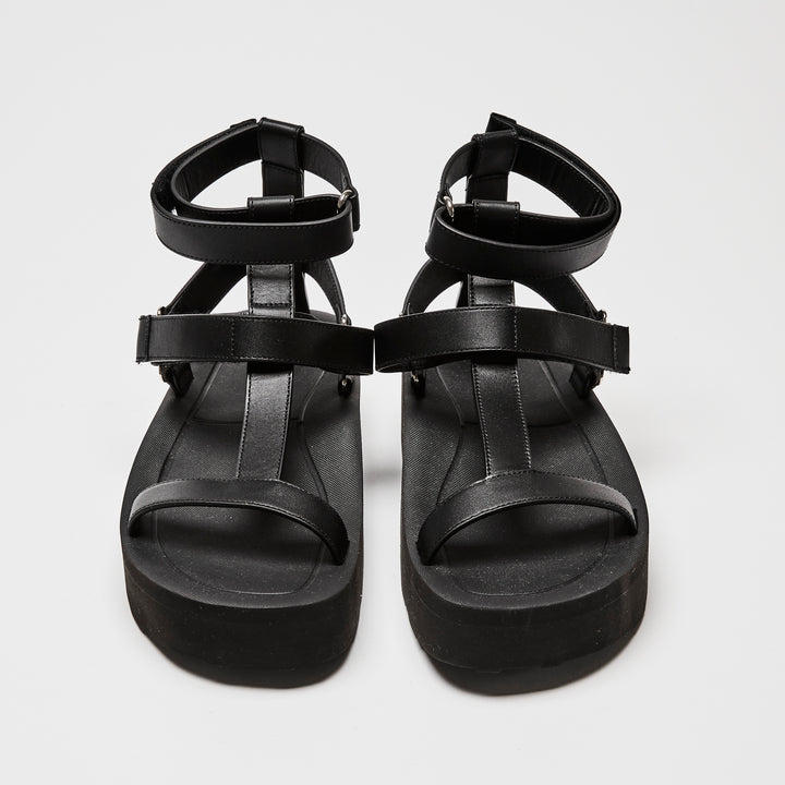 Hermes Black Calfskin Leather Enid Sandals Size 37