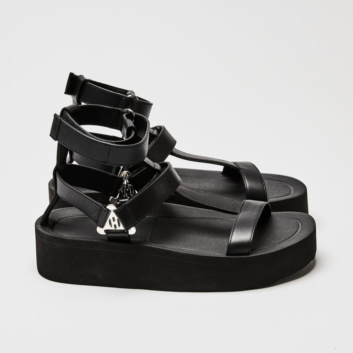Hermes Black Calfskin Leather Enid Sandals Size 37