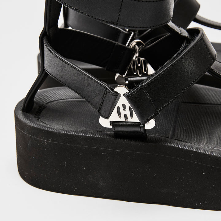 Hermes Black Calfskin Leather Enid Sandals Size 37