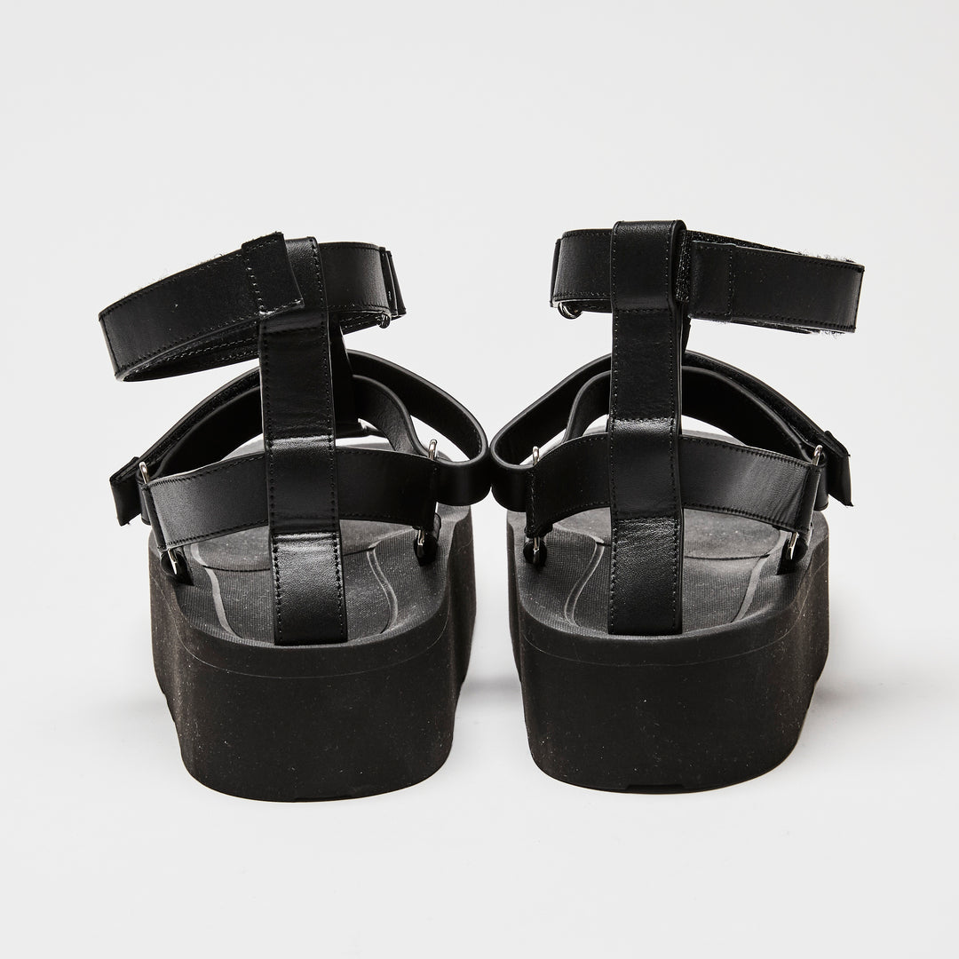 Hermes Black Calfskin Leather Enid Sandals Size 37