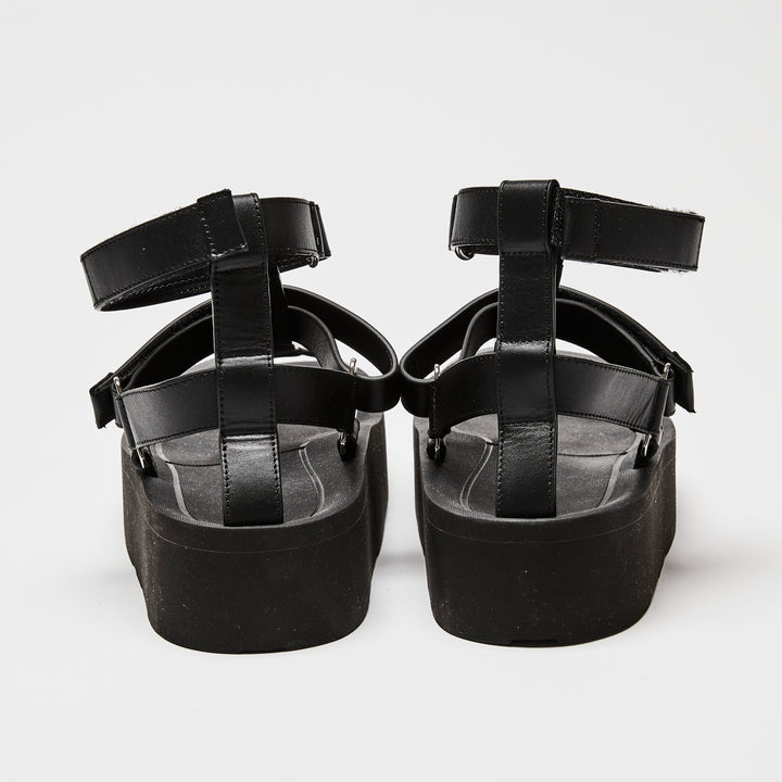 Hermes Black Calfskin Leather Enid Sandals Size 37