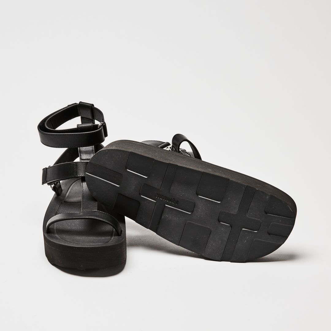 Hermes Black Calfskin Leather Enid Sandals Size 37