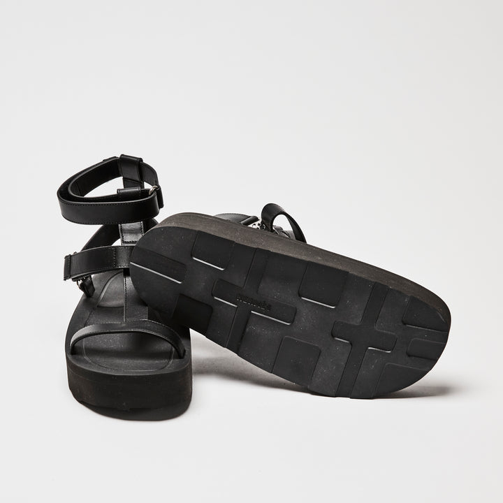 Hermes Black Calfskin Leather Enid Sandals Size 37
