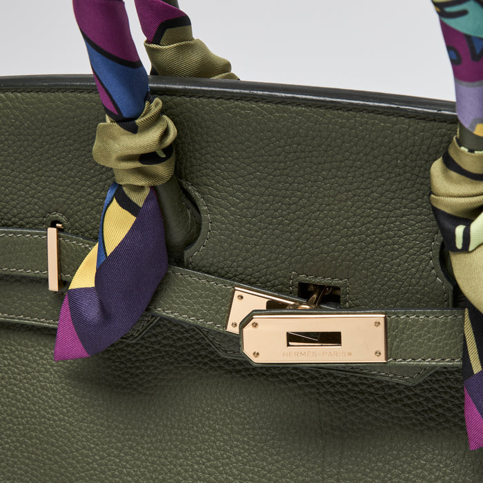 Hermes Green Canopee Clemence Leather Birkin 35