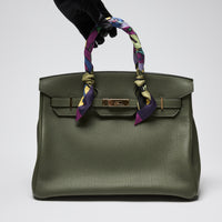 Hermes Green Canopee Clemence Leather Birkin 35